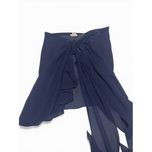 Hermes Paris Navy 100% Silk Pareo Swim cover up FR 34 asymmetrical wrap skirt